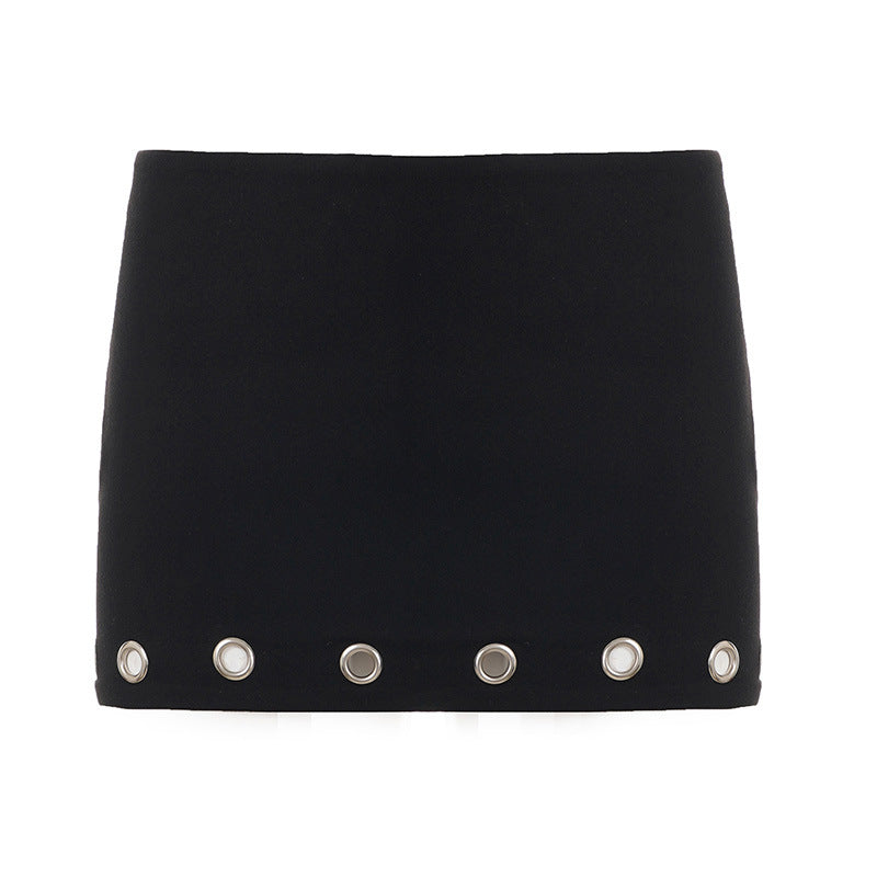 Grommet-Punched Mini Skirt