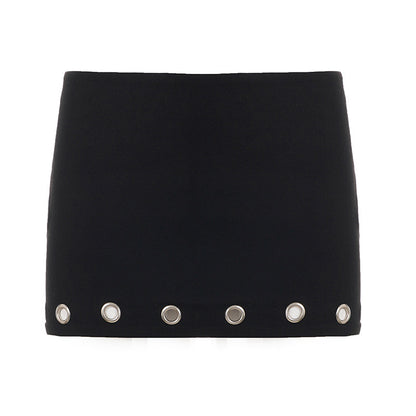 Grommet-Punched Mini Skirt