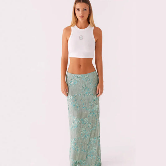 Beaded and Sequined Maxi Skirt