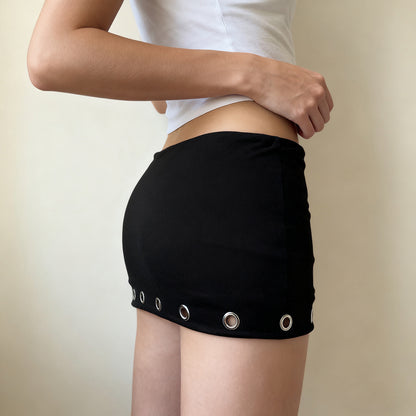 Grommet-Punched Mini Skirt